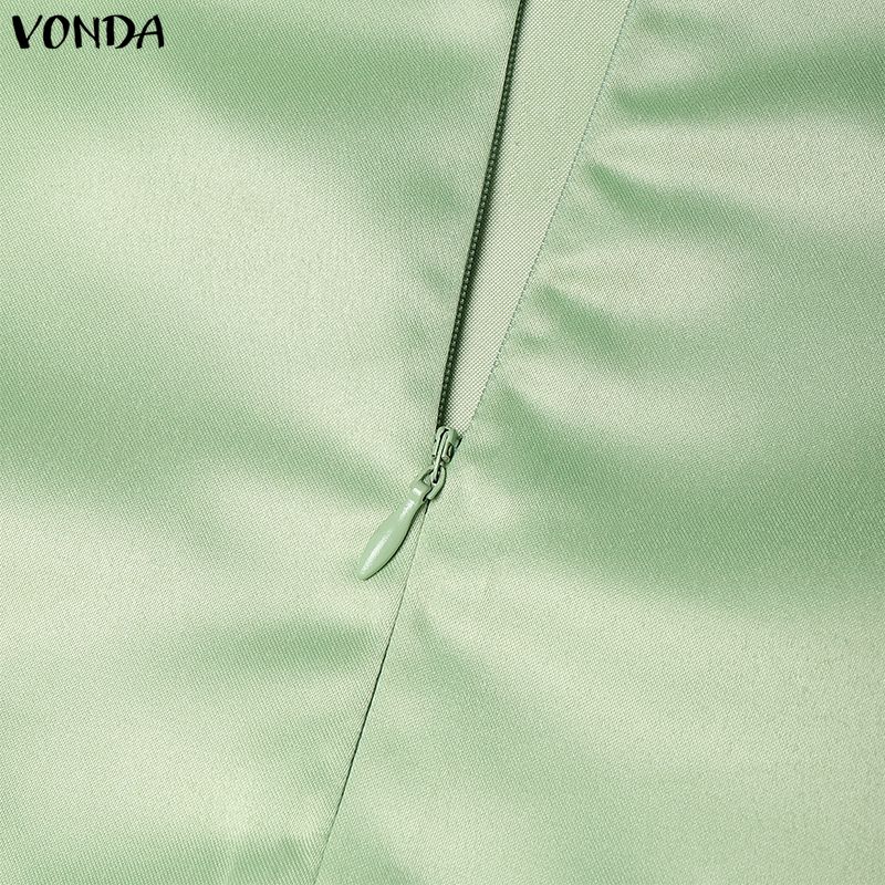 VONDA Women Back Zip-up Waist Smooth Ruffled Irregular Casual Thin Skirts Dress