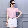 White Shirt Female Short Sleeve Shirt Fashion Bodycon Leisure Chiffon Blouse Tops