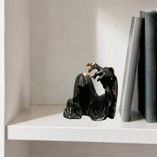Personalized Gifts for Dark Style Lovers 3D Printed Faceless Cloak Figurine, Mysterious Hooded Reaper, Gothic Detailed Texture Desktop Figures Statue,