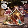 Christmas Night Warm House - Miniature Dollhouse DIY Kit with Music Box, Desktop Decor, Creative Gift (English Color Box)