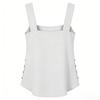 Women Summer Casual Tee Sleeveless Shirt Side Button Loose Cotton Linen Tank Tops