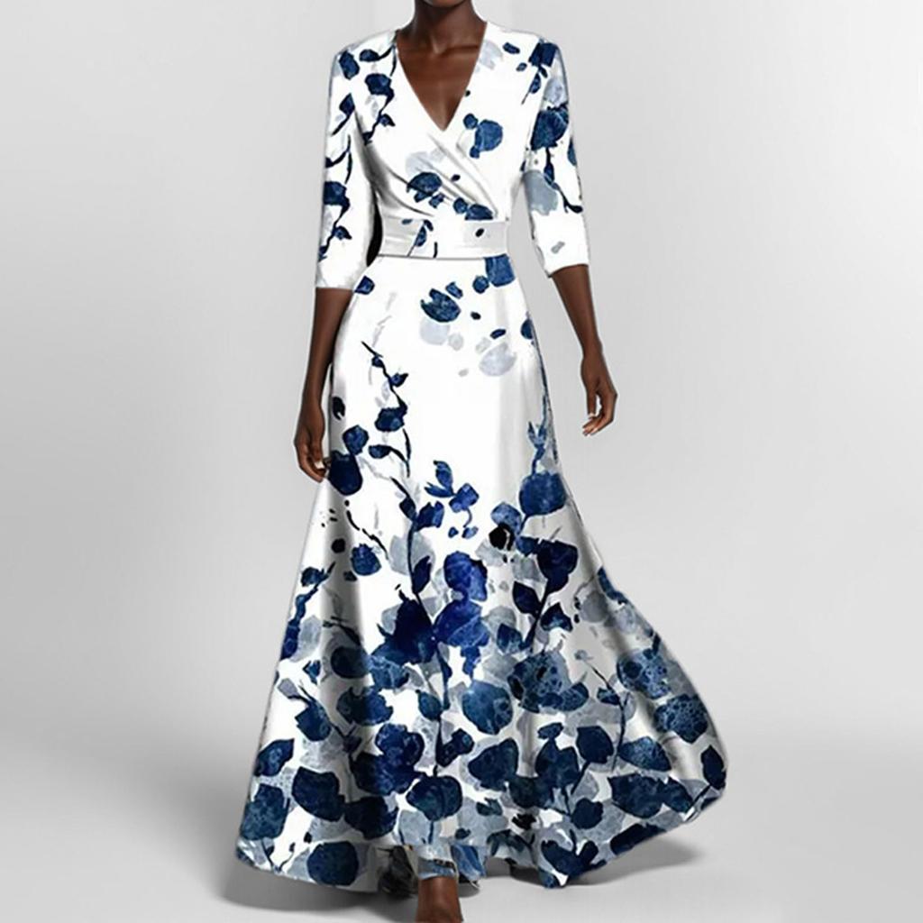 Women's Fashion Five Points Sleeve Shirt Dresses Holiday Dress Long Dress