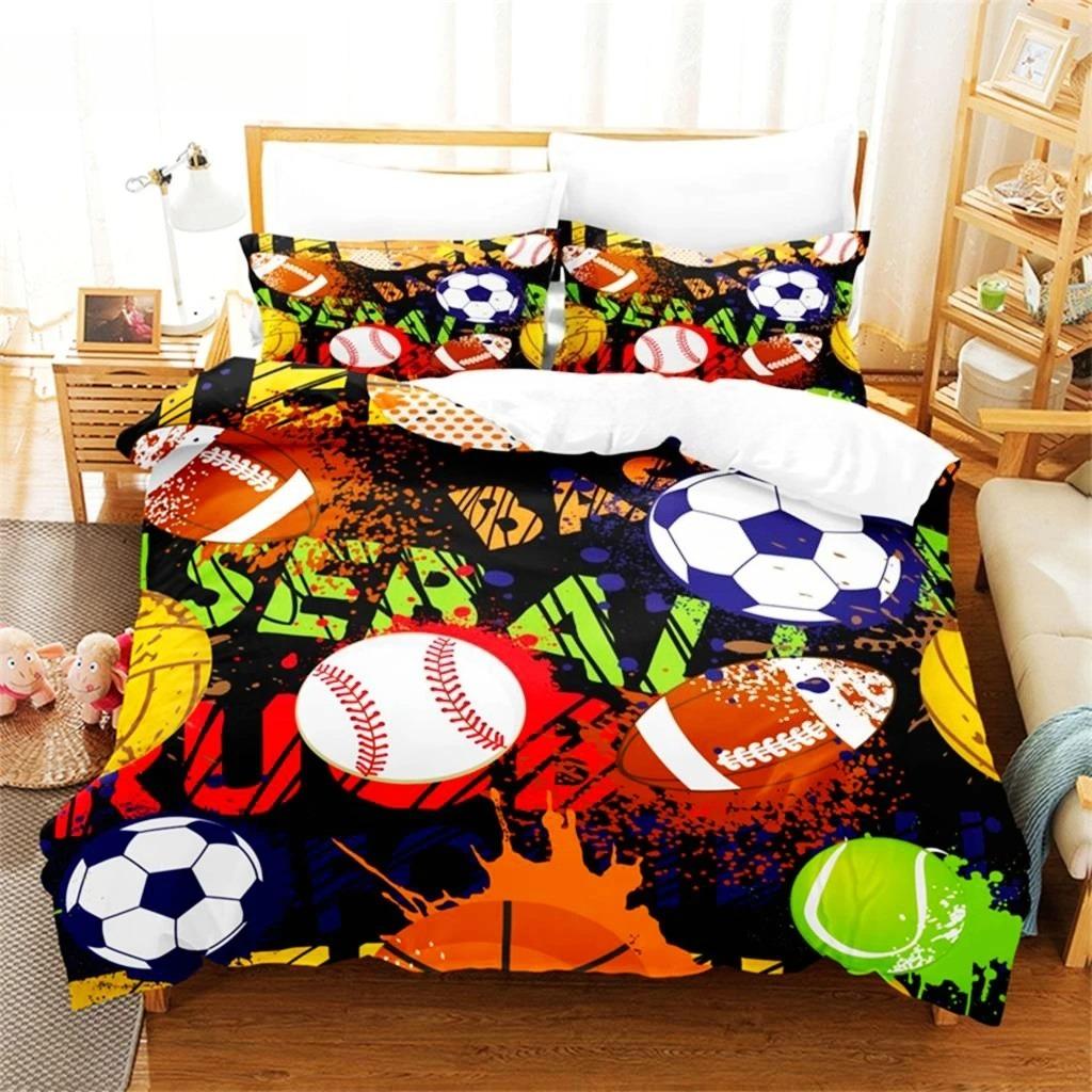 Football Bedding Set Competitive Sports Boy Duvet Cover Set King Quilt Cover Youth Children's Double Duvet Cover Bedding Set