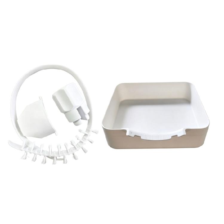 Washing Machine Water Pan Set with Raised Tray Design and Drain Fittings for Household Washer Floor Protection and Cleanup