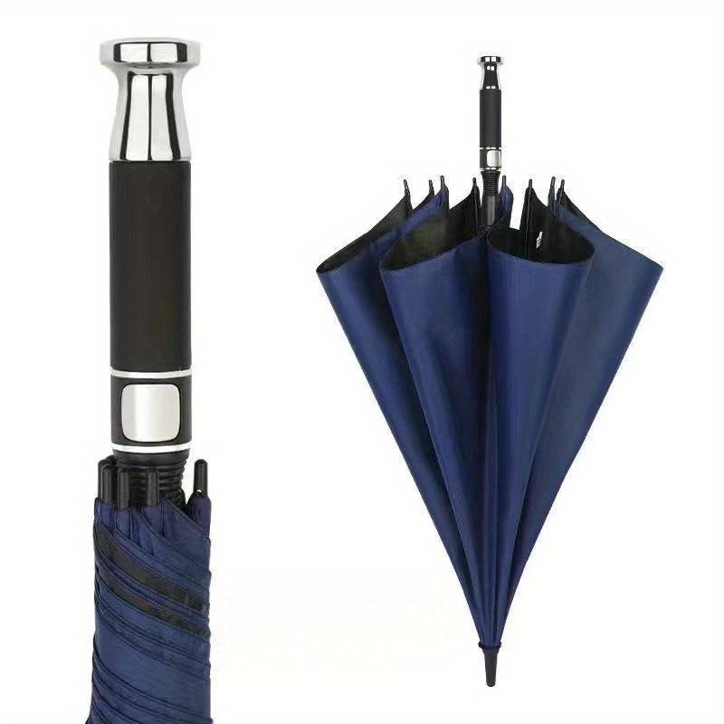 Premium Long Handle Parasol Windproof Solid Color Black Glue Sun Umbrella Elegant Sun Shade for Business Commute Driving Golf