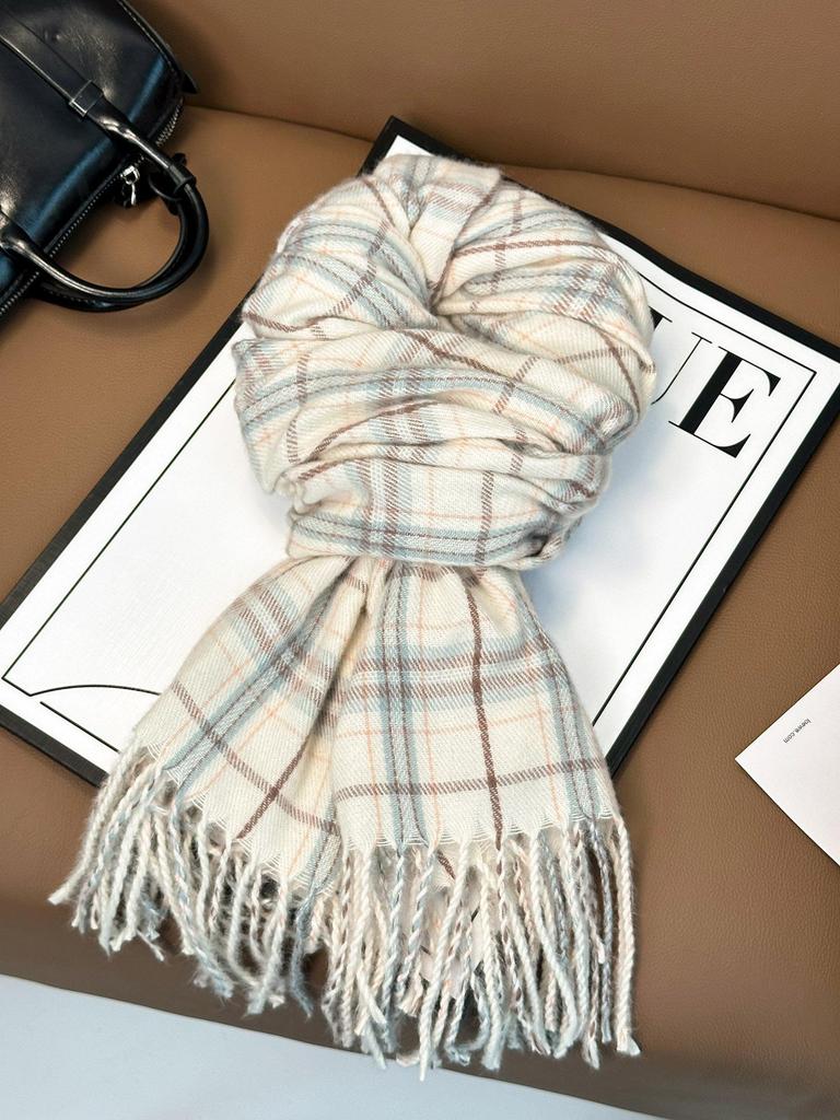 Women's Korean Style Plaid Scarf 2025 - High-End, Versatile Shawl & Neck Warmer for Winter