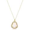 COLORFUL BLING Lucky Laughing Buddha Pendant Necklace Green Jade CZ Gemstone Amulet Jewelry for Women Men