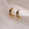 Micro-inlaid Zircon Geometric Mini Exquisite Ear Buckle Earrings Women's Simple Commuter Wear Accessories