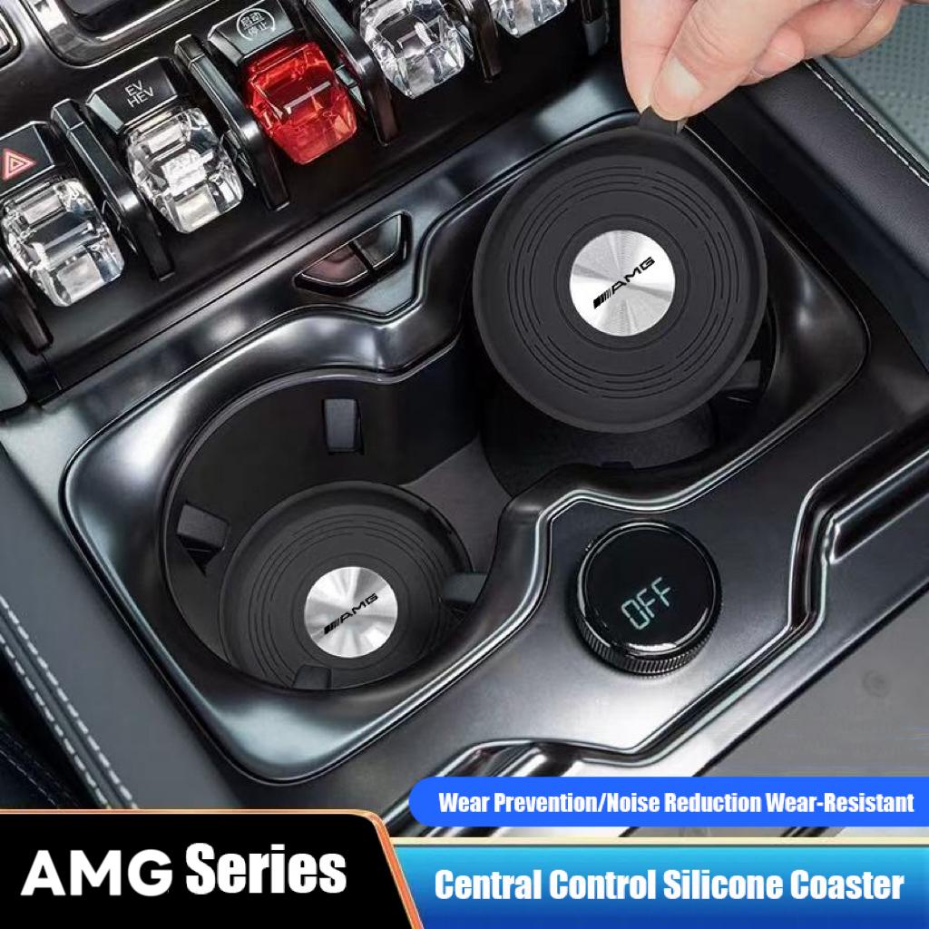 

For Mercedes Benz AMG A B C E G CLA W211 W203 W204 C260 E300L A200L 2pc Car Center Console Eco-Friendly Silicone Water Cup Pad
