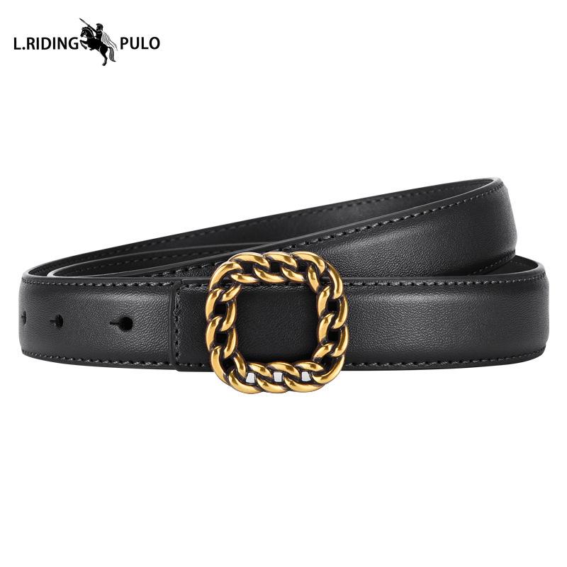 Super Easy To Match Black Small Belt Simple Thin Belt Retro Gold Jeans Belt Ins Belt