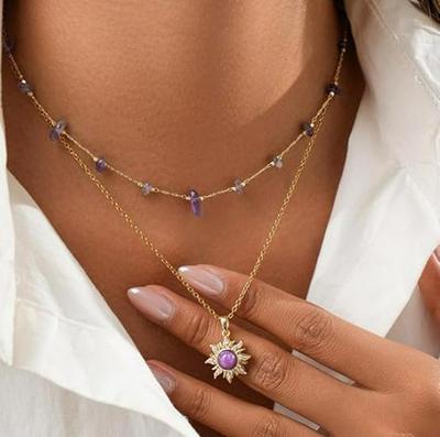 Kristall-Achat Sonnenblumen-Anhänger Halskette - Kreatives Luxus-Schlüsselbein-Design für Damen