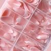 120/240/360 st/låda Glansiga Mjuka Gel Rosa Franska Manikyrspetsar Medium Mandel Vita Enkla Press-On Naglar Stor Kapacitet Låtsasnaglar