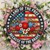 American Brave 8 Inch Round Metal Sign Rustic Iron Wall Art Floral Patriotic Decor for Home Office Durable Hanging