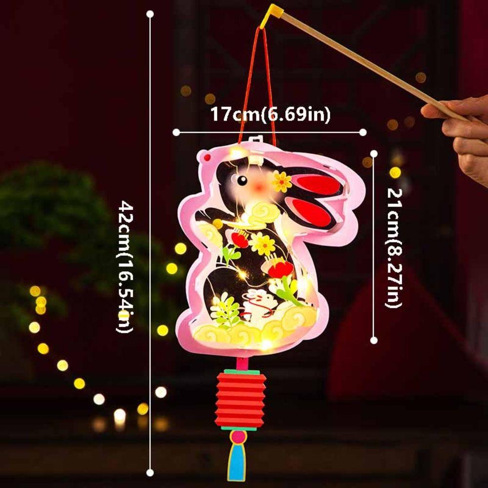 3D Middle Autumn Festival Lantern Rabbit Ancient Style Handheld Lantern  Children