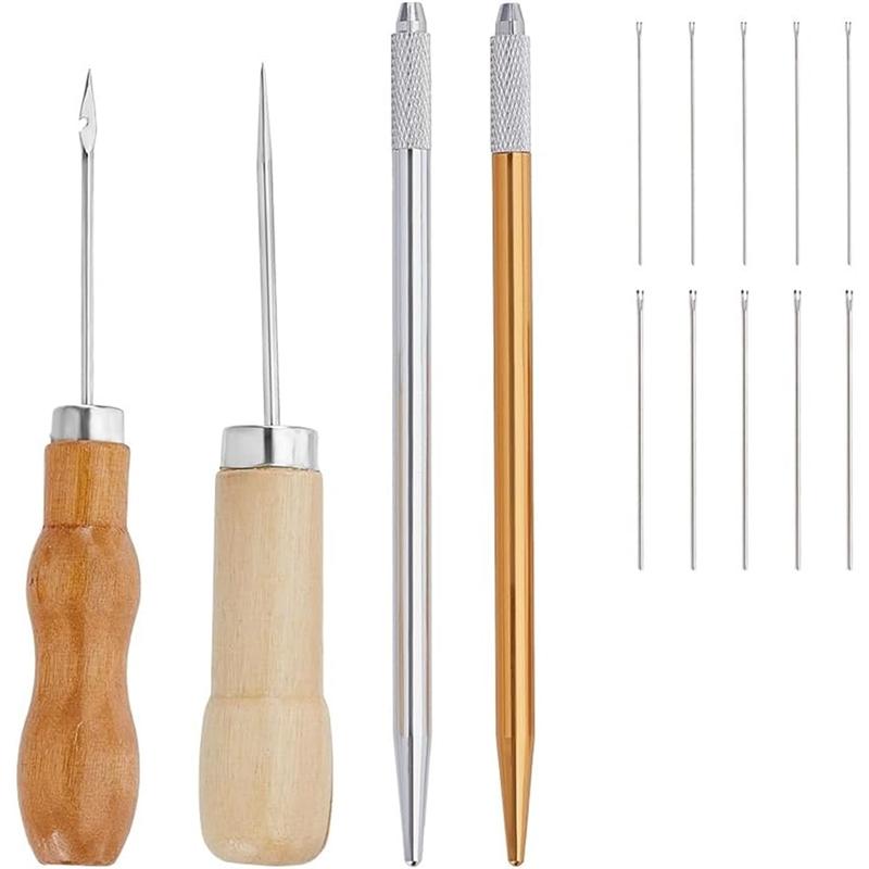 HHO-Hair Rooting Tool 2 Colors 304 Stainless Steel With Awl Pricker-Sewing Tool And Ventilating Needles, Hair Making Kit