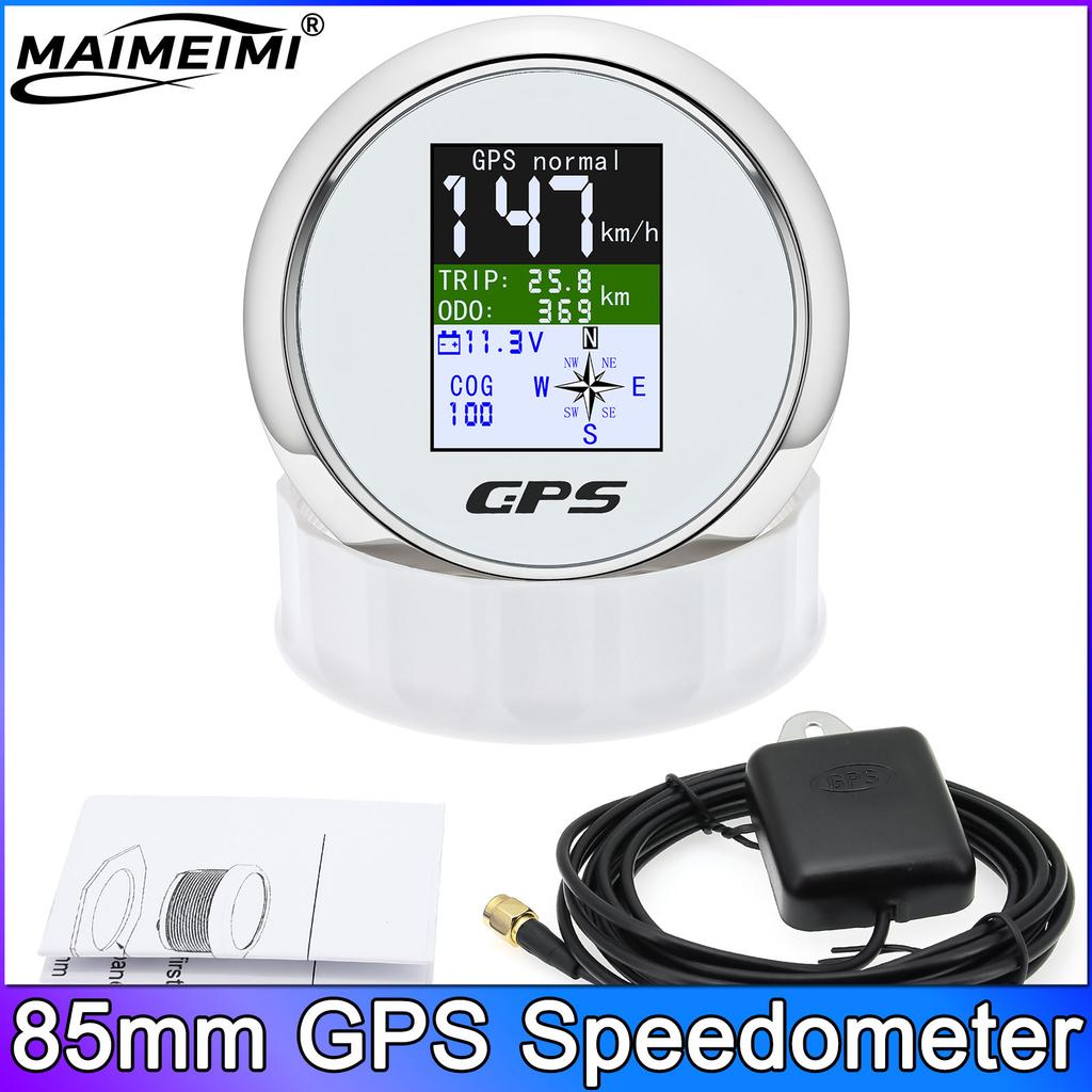 85MM GPS Speedometer Gauge MPH Knots Km/h TFT Screen with GPS Antenna Waterproof Motorcycle Boat Car Truck Speed Gauge Meter