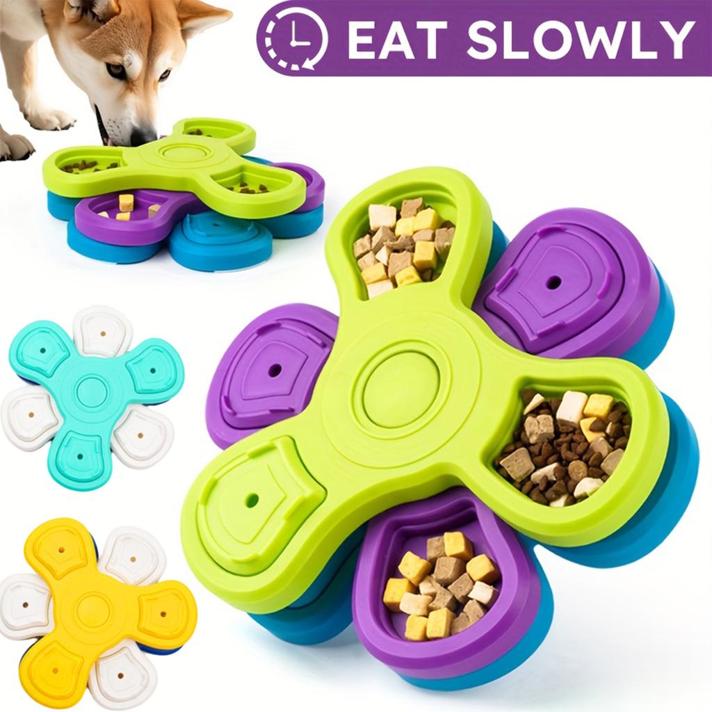 Slow Feeder Dog Bowl Anti Choke Three Layer Design Non Slip Suction Base Rotating Slow Eating Plate for Pet Feeding