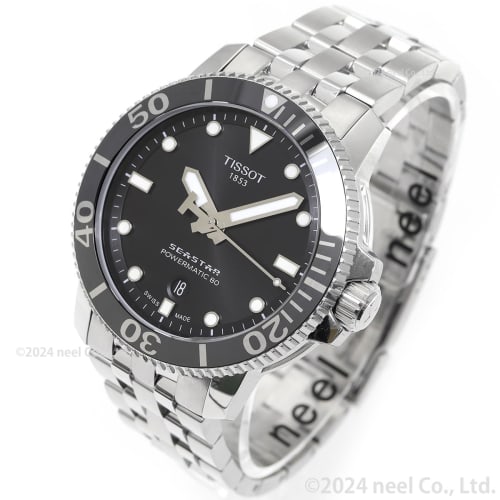 Tissot Men's Seastar 1000 Automatic Watch, Black Dial, Bracelet, T1204071105100, Officially Imported