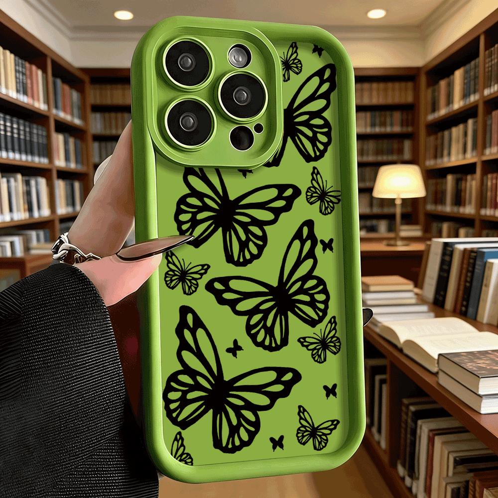 Outline Butterflies Silhouette Soft TPU Phone Case for iPhone 17 16 15 14 13 12 11 Pro Max Plus Shockproof Anti-Slip Cover