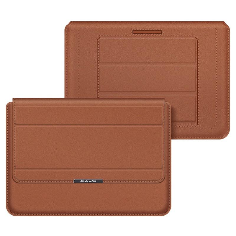 16 Inch Laptop Sleeve With Ergonomic Wrist Rest Support MacBook Air Pro PU Leather Waterproof Inner Case