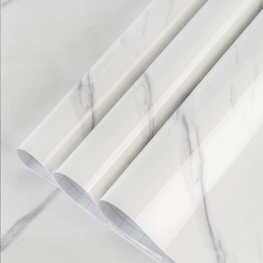Papier Peint Adhésif pour Cuisine 40cm Haute Qualité Texture Marbre PVC Imperméable Résistant à l'Huile Autocollants pour Armoires Décoration Intérieure de Luxe