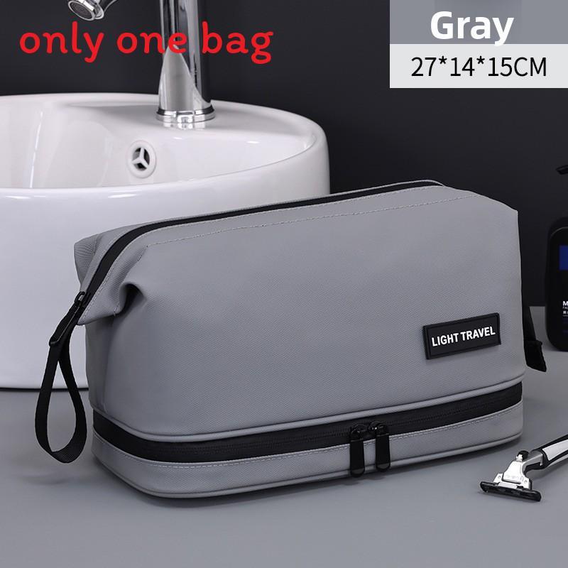 Urban Minimalist Leathereffect Double Layer Travel Toiletry Bag With Waterproof Storage For Men And Women