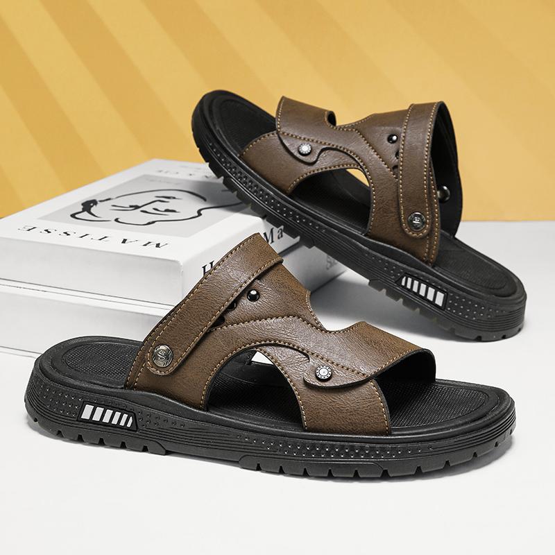Fashion CYYTL Mens Slippers Summer Outdoor Casual Beach Shoes Sandals Walking Slides Comfort Luxury Designer Leather Fashion Lightweight