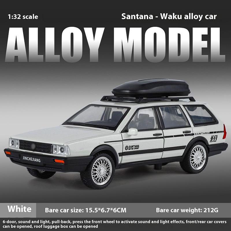 1/32 Volkswagen Santana Alloy Model Car, Cool Sound and Light, Strong Return, Exquisite Desktop Ornaments, Christmas Gifts