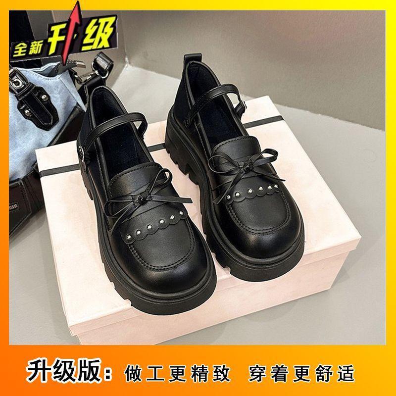 Cute Japanese Bow Platform Single Shoes Versatile with Skirt Round Head Mary Jane Single Shoes 2025 Spring and Summer New Models