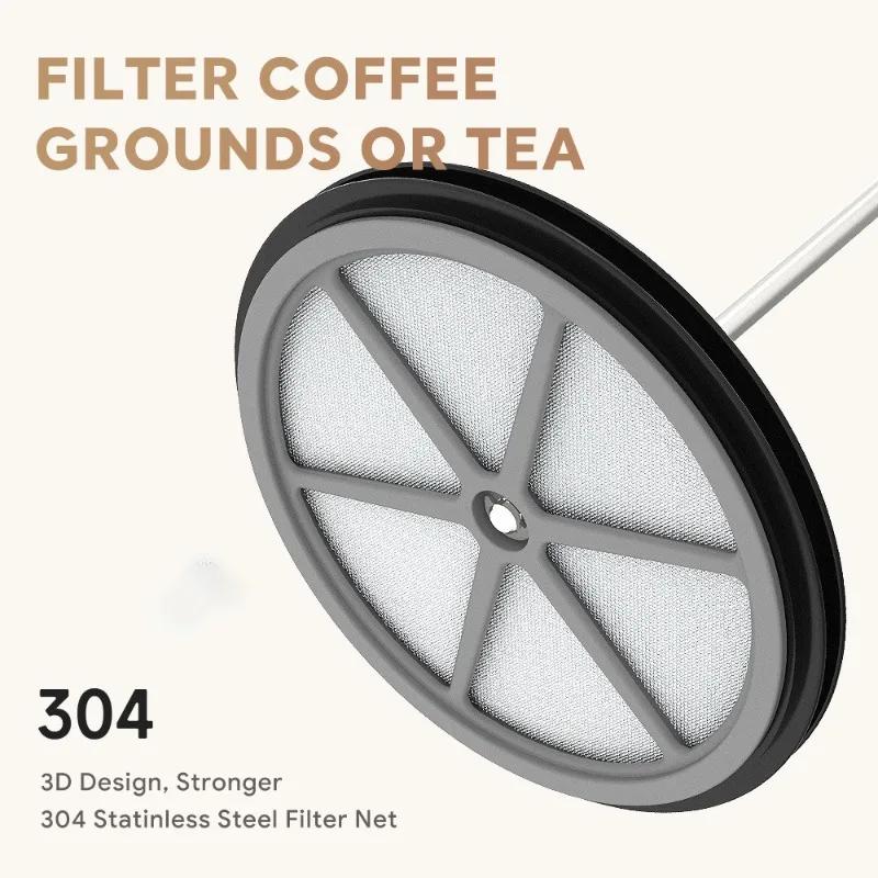 600ML Mini Skleněný French Press Hrnek Žáruvzdorný Ručně Přelévaný Francouzský Kávovar/Čajník Nerezové Filtrační Sítko Kávové Nádobí