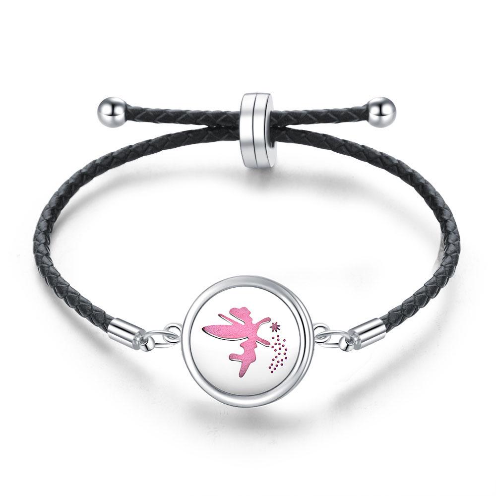 Women's Adjustable Braided Leather Aroma Diffuser Tree of Life Bracelet