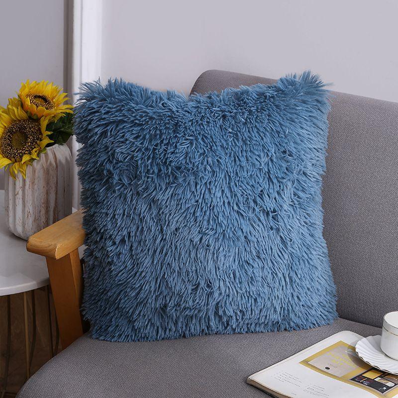 Cushion Fluffy Square Plush Pillow Covers Shaggy Scatter Sofa Pillowcase Decor