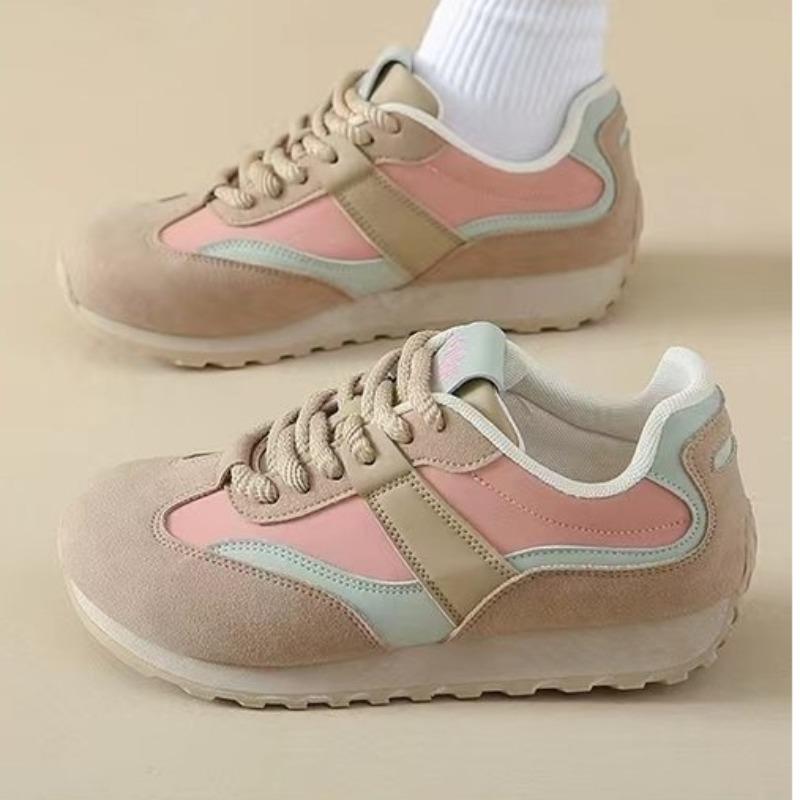 2024 High-quality Color-blocked Shallow-mouth Lace-up Flat-heeled Comfortable Spring and Autumn Women's Sports Shoes Sneaker