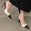 Novos sapatos de salto alto elegantes, confortáveis, sensuais, de bico fino, estilo francês, com costas ocas, estilo baotou, para mulheres
