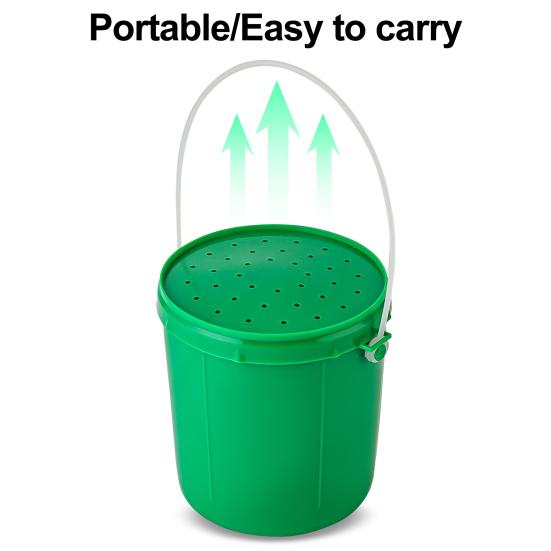 Kbelík na rybářské nástrahy s rukojetí Velkokapacitní Přenosný Prodyšný Nádoba na žížaly, červy, larvy, nástrahy Rybářské vybavení