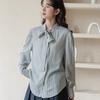 Ladies' Striped Shirt Women's Bow Tie Round Neck Long Sleeved Blouse Spring New Version Korean Style Loose Versatile Casual Top