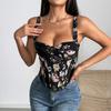 Vintage Floral Jacquard Push Up Underwire Bustier Tank Top