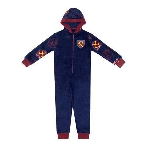 West Ham United FC Childrens/Kids Crest Fleece All-In-One Nightwear