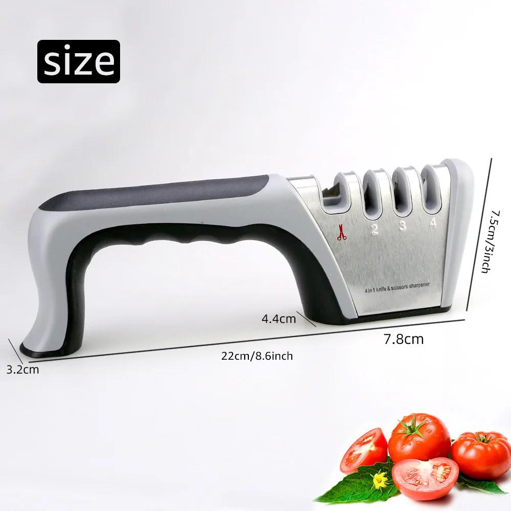 1Pc Knife Sharpener Tool 4-In-1 Coated Fine Rod Knife Shears&Scissors Sharpening Stone System Stainless Steel Blades