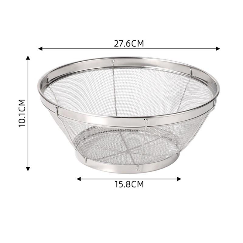 1pcs Stainless Steel Rice Washing Sieve Fine Mesh Basket Kitchen Colander Fruit Rinser Strainer Container Vegetable Washing Bowl