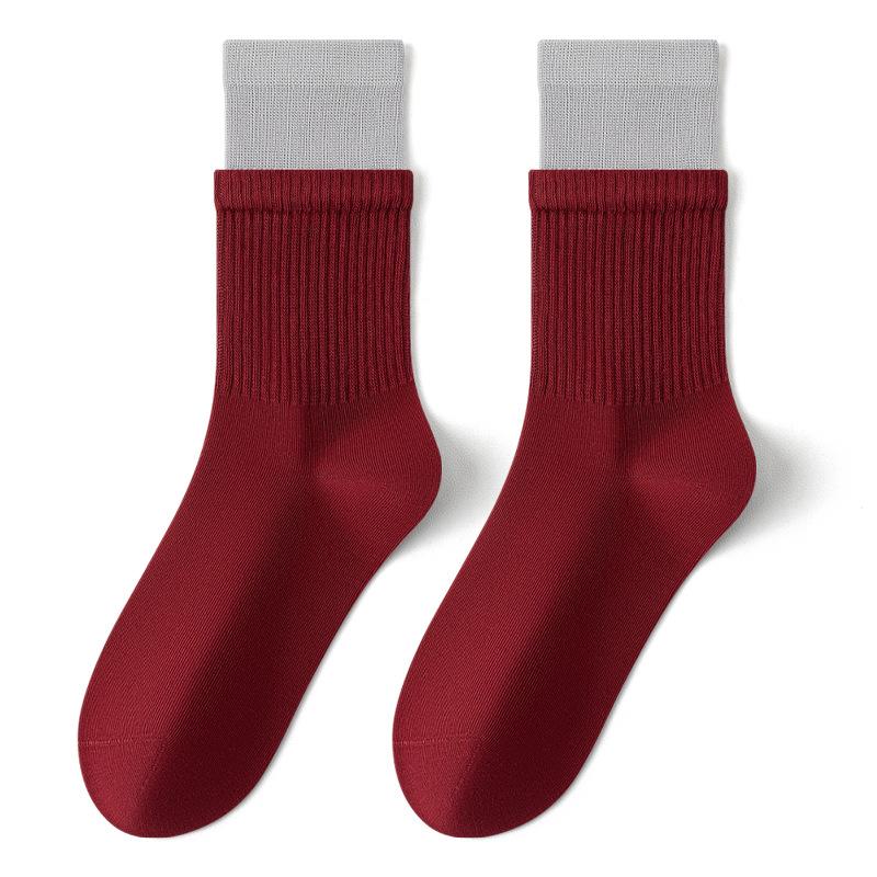 Women Spring and Autumn Double Mouth Suction Perspiration Breathable Anti Pilling Sports Tube Socks