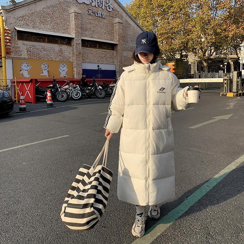 Abrigo de Algodón para Mujer en Invierno Abrigo de Algodón Largo de Tres Barras