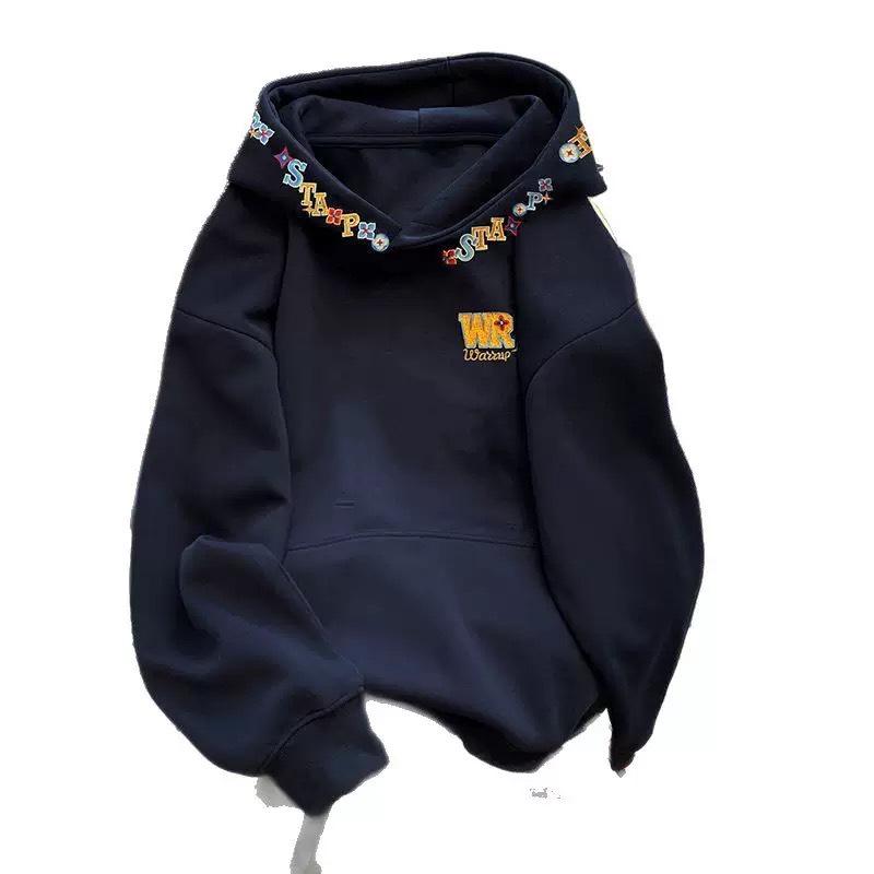 Women's Colorful Embroidered Letter Retro Hoodie - Autumn/Winter 2025 Loose Fit