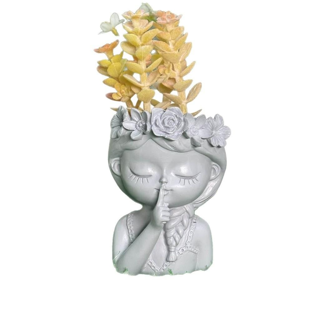 Resin Flower Pot Home Decor Desktop Ornaments Creative Girl Shape Flowerpot DIY Handmade