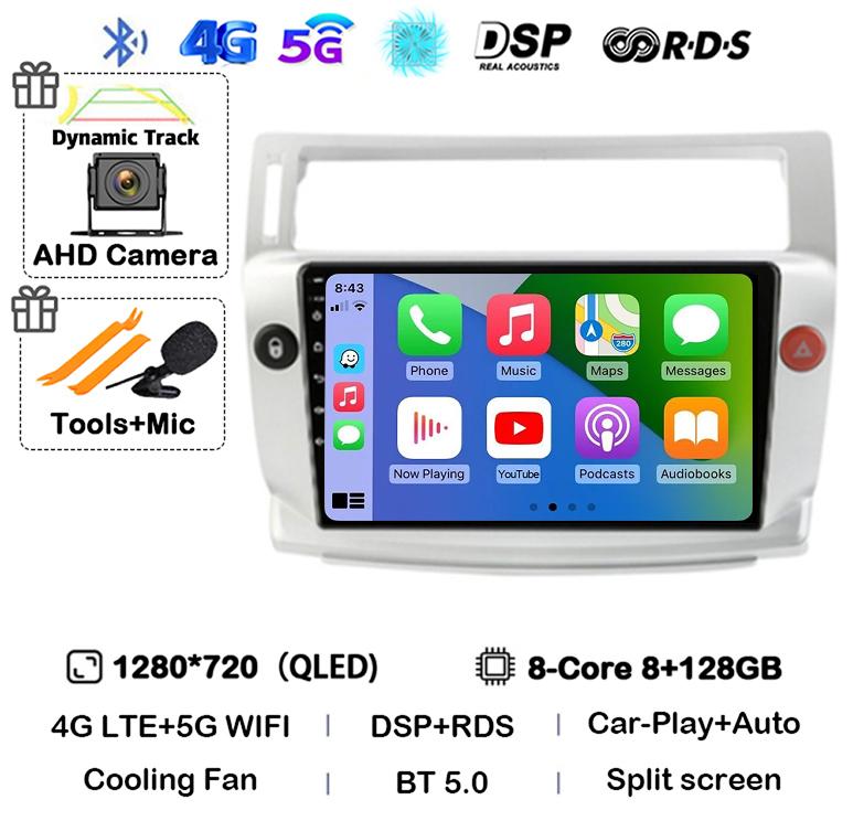 Android 14 Carplay Auto For Citroen C4 C-Triomphe Quatre 2004-2014 Car Radio Multimedia Video Player Head Unit Stereo 360 Camera