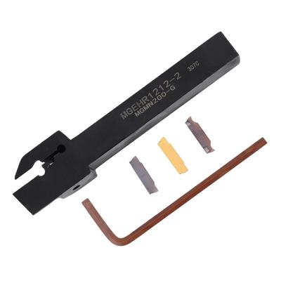 3 Peças de Pastilha de Carboneto MGMN200 + MGEHR1212-2(Certo) Suporte de Ferramenta para Ranhurar em Torno CNC