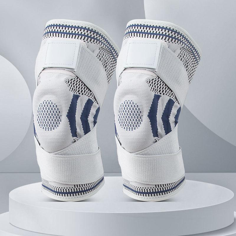 

Спортивные силиконовые наколенники с двойным ремешком для мужчин и женщин, пружинная поддержка, защита мениска, дышащая велосипедная спортивная защитная экипировка XXXL