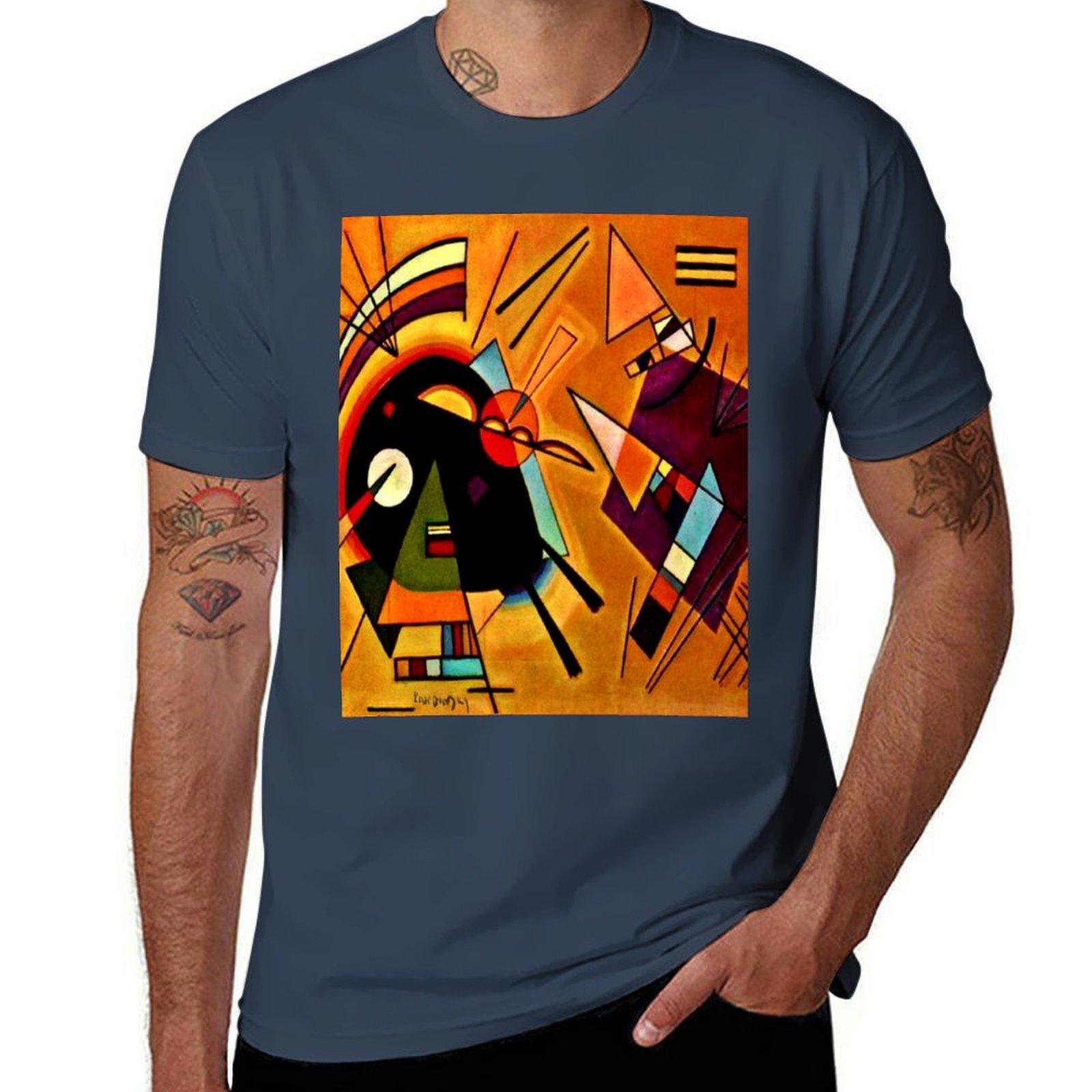 Violet Abstract Black and Kandinsky Cubism Wassily Kandinsky TShirt Daily Casual Short Sleeve Tee Shirt S