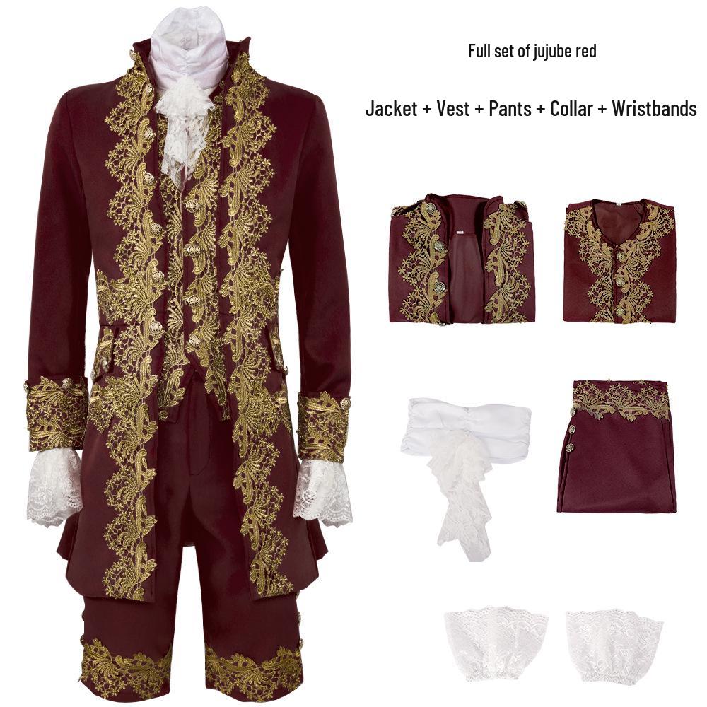 Mittelalterlicher Prinz Formelles Cosplay-Kostüm: Herren Retro Hofjacke mit langen Ärmeln Set