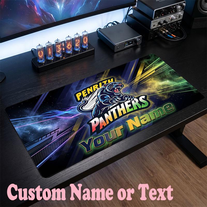 Penrith Panthers Customized Name Text Mouse Pad, Large Desk Mouse Mat Personalized Home Office Present